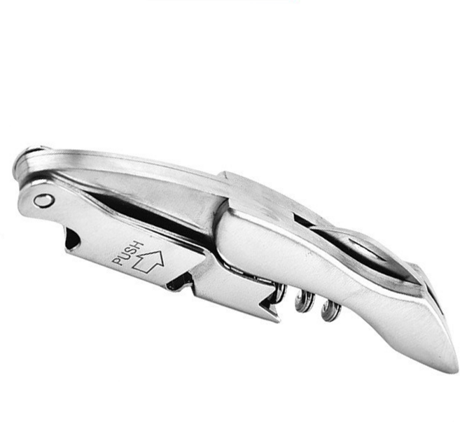 多功能海馬刀開瓶器 不鏽鋼 紅酒軟木塞啤酒開罐器 附皮套, 1個, 不鏽鋼加厚