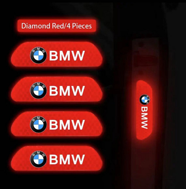 안전 경고 반사 마크 자동차 문짝 스티커 호환 BMW M M1 M2 X1 X3 X5 X6 X7 M3 M4 M5 M6 E46 E39 E53 F30 E60 E87 E36 E30 4, 빨간