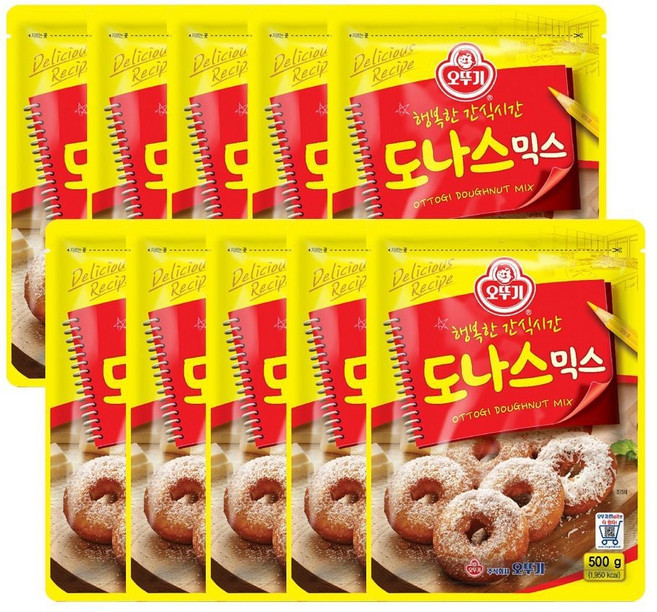 도나스믹스 /도넛가루/도넛분말/제빵가루/베이킹가루/도넛믹스/도넛만들기/홈베이킹/도넛믹스/도, 500g, 10개