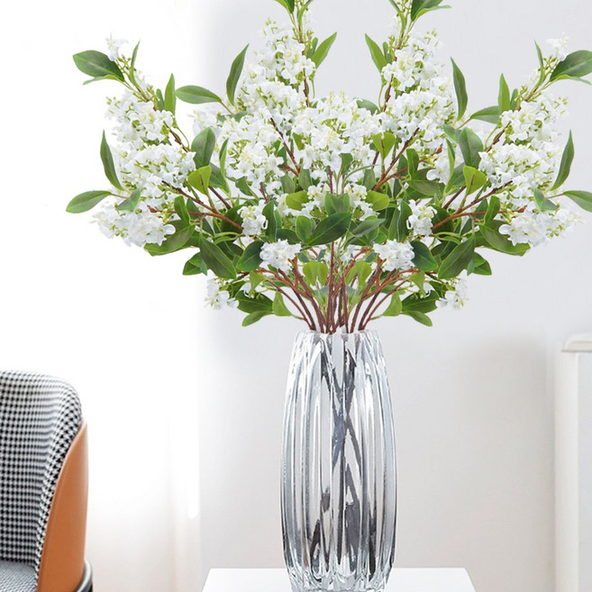 에이치엠데코 조화 계화 가지 천리향 꽃다발 인테리어 디자인 조화 가지, 흰색 L, 2개