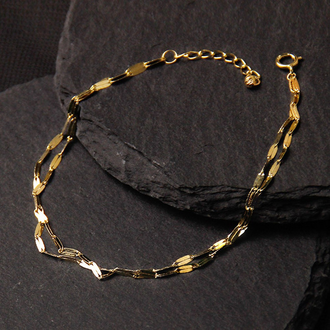 주리에떼 14K/18K 여성 두줄 데일리 패션 글램 레이어드 체인 팔찌