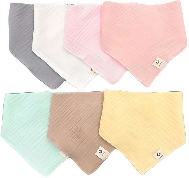 럭셔리베이비 유아용 4중 거즈 스카프빕 세트, 혼합색상, 7개입, 1세트