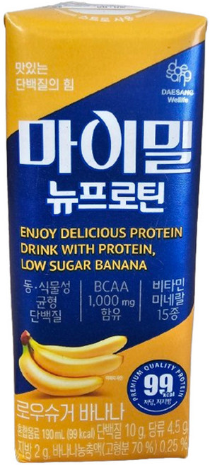 마이밀 마시는 뉴프로틴 로우슈거 바나나맛, 2개, 190ml