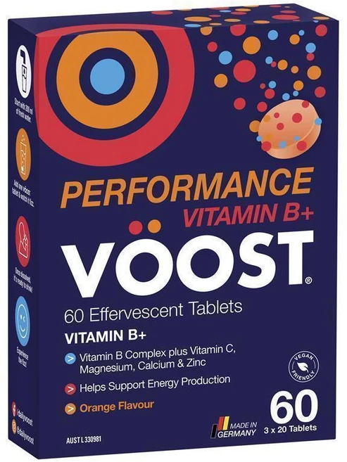 Voost 부스트 퍼포먼스 발포 비타민B+ 비타민C 미네랄 오렌지향 60정, 1개 - 쿠팡