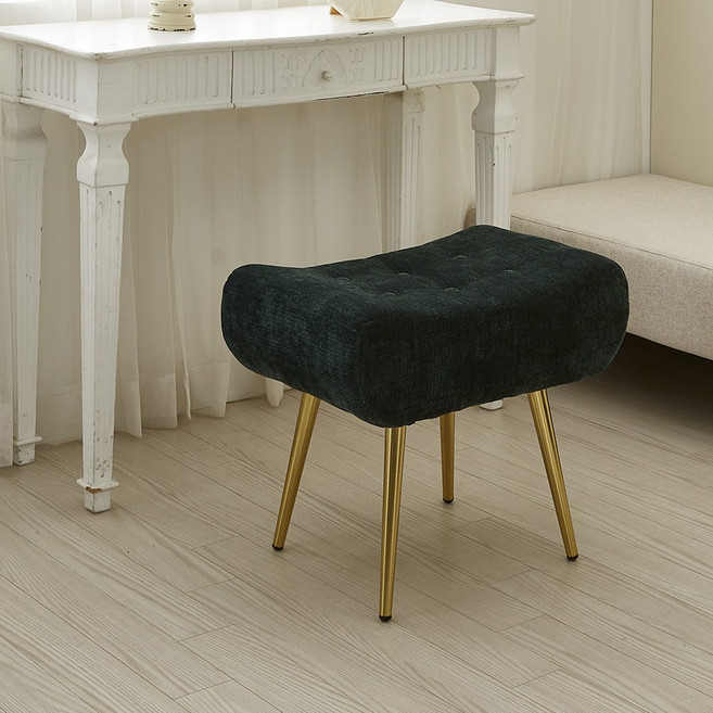 플로바움 로레리아 패브릭 화장대 의자 스툴, 1개, 2.딥그린(888)