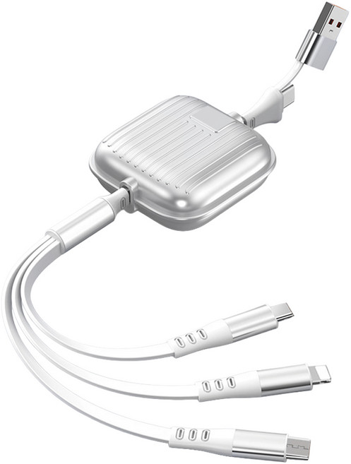 올인원 캐리어 고속충전 릴케이블, 1개, 화이트, 1.2m