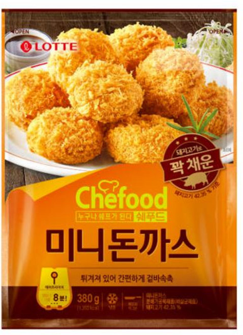 롯데웰푸드 미니돈까스1+롯데떡갈비2+직화 동그랑땡2+기본충실 군만두1, 380g, 3개