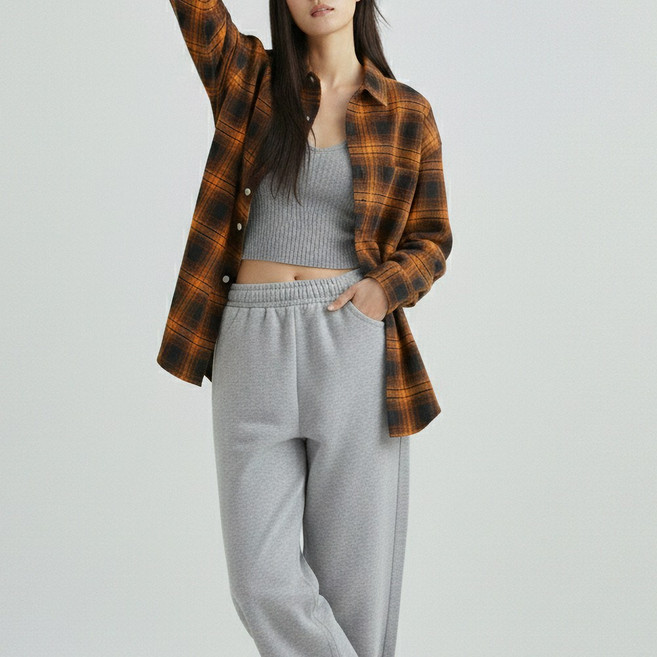 제이에프앤씨 티탄 오버핏 체크 셔츠 남방 후드 5단 빅사이즈 여자 여성