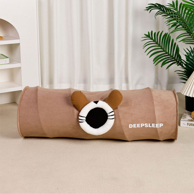 메일켓 고양이 숨숨집 터널형 장난감 하우스 놀이터 스트레스 해소, 브라운 80cm, 1개
