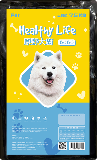 BOBO Healthy Life 原野大廚 狗飼料 7.5KG, 1個, 雞肉