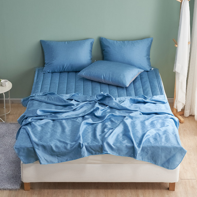 (힐링에스) 냉감 풍기인견 여름이불, 불루이불+패드+베개커버