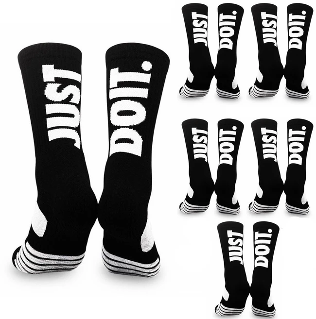 NPNG JUST DO IT 도톰한 장목양말 농구 등산 헬스 요가 스포츠 긴목 양말 2color, 6개, JUST블랙 - 쿠팡