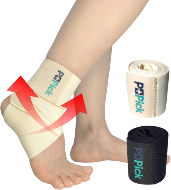 피티픽 얇은 발목보호대 테이핑 러닝 축구 1.5미터 물리치료사 Pick 좌우겸용, 블랙, 1개
