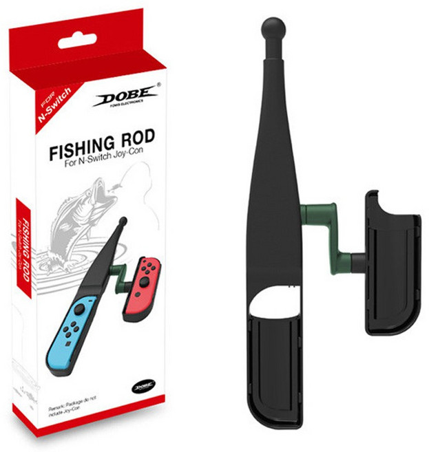 DOBE 釣魚搖桿，適用於 Nintendo Switch Joy-Con 體感遊戲配件, 黑色, 1個, 釣魚搖桿