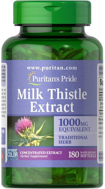 Puritan s Pride 밀크시슬 실리마린 4 1 농축 추출물 200mg (1000 mg 상당) 간 건강보조식품 6개월분 180개입, 1개, 180정 - 쿠팡