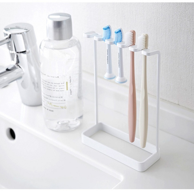 심플 위생 칫솔 걸이 4구 칫솔 꽂이, 화이트, 1개