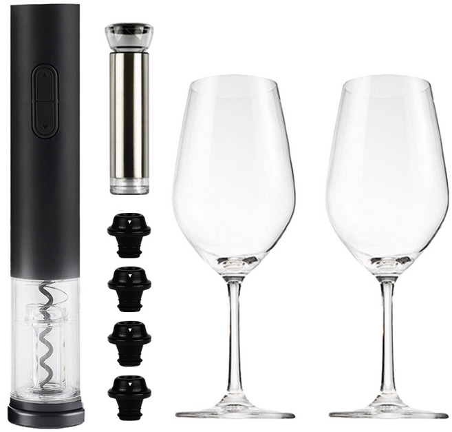키텐실 비기너 전동 와인오프너 스토퍼 와인잔 베이직 선물세트, 1개