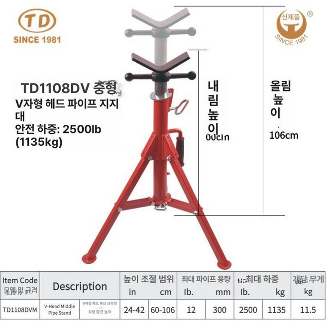파이프 스탠드 배관 받침대 거치대 높이조절 용접, 1개, 기본 색상