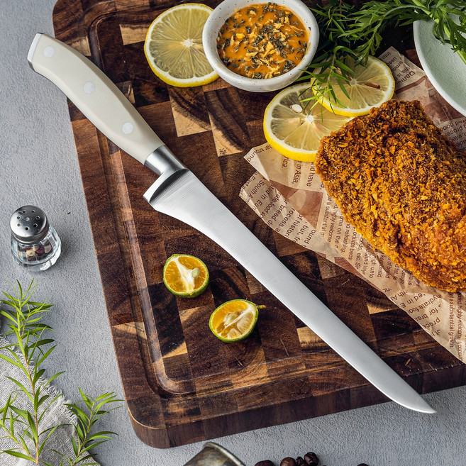 프리미엄 필렛 플렉시블 부처 나이프 보닝 오로시 정육 발골칼 고기 뼈칼 사시미칼 스지히끼, 1개, 화이트