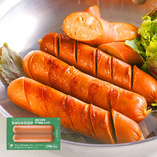 똑똑한식단 청양고추맛 닭가슴살 소시지 (팩당2입), 20개, 100g