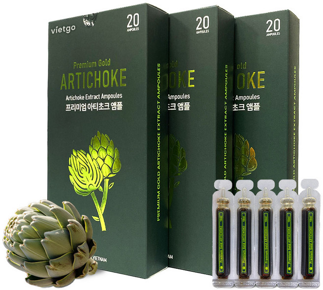 비엣고 베트남 프리미엄 골드 무설탕 아티초크앰플 3박스(60개입), 60개, 10ml
