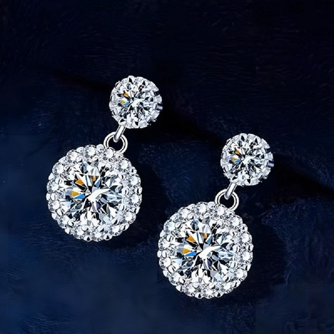 Leo Virtue 14k 도금 모이사나이트 1캐럿 S925 순은 여성용 귀걸이 프리미엄 드롭 귀걸이 GRA 증명서를