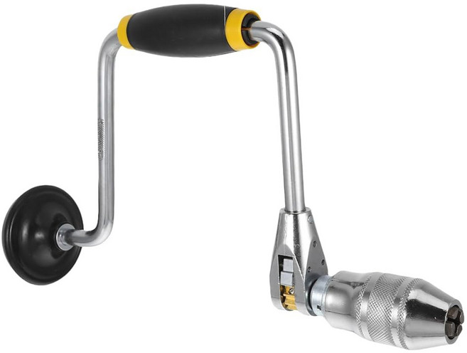 목수 및 DIY 공예를 위한 벽 드릴링 인체공학적 강철 펀치 도구를 미끄럼 방지 손잡이 턱 비트 브레이스 도구가 포함된 프레티줌 수동 핸드 드릴