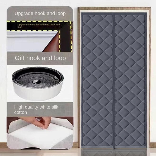 방충망 창문 모기장 겨울 방풍 및 내한성 에어컨 단열 커튼 옥스포드 천 도어, 04 80x200cm, 02 grey