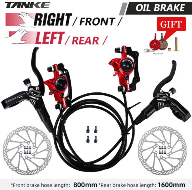 TANKE MTB 유압 디스크 브레이크 세트 160mm 오일 압력 CNC 캘리퍼 클램프 앞뒤 AB-필러 핸들 자전거 업그레이드 부품, [10] Black-LF, 1