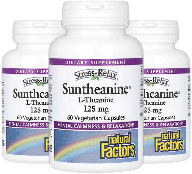 내추럴팩터스 Suntheanine L 테아닌 스트레스 엘테아닌 베지 캡슐 60정 2+1, 3개, 60회분