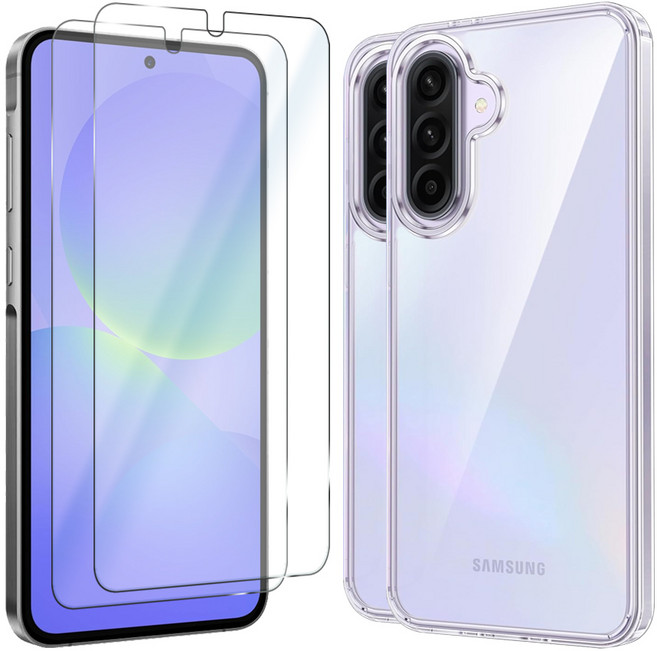 벌크온 갤럭시 A36 강화유리 액정보호 필름 + 하이클리어 투명 케이스, 2세트