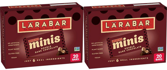 Larabar 라라바 더블 다크 초콜릿 미니 바 글루텐 프리 비건 바 20개입, 2개, 442g