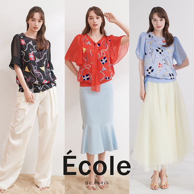 에꼴드파리 크루즈 썸머 티블라우스 3종