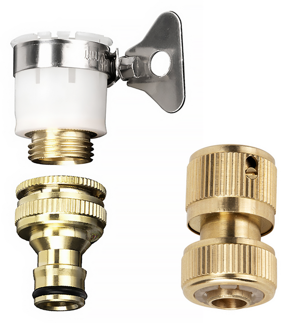 리빙로드 수도꼭지 호스 연결 커넥터 (알루미늄 라이트 세트), 골드, 1개
