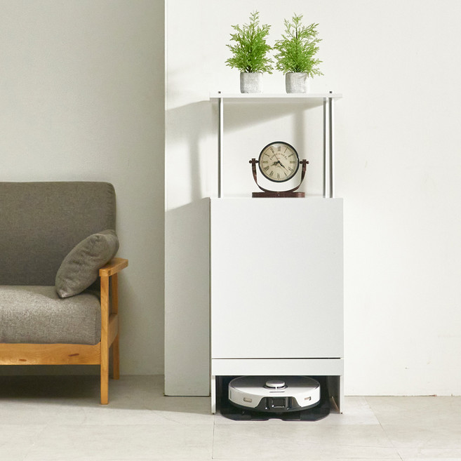 데코라인 센트럴 로봇청소기장 틈새 수납장 500, 화이트