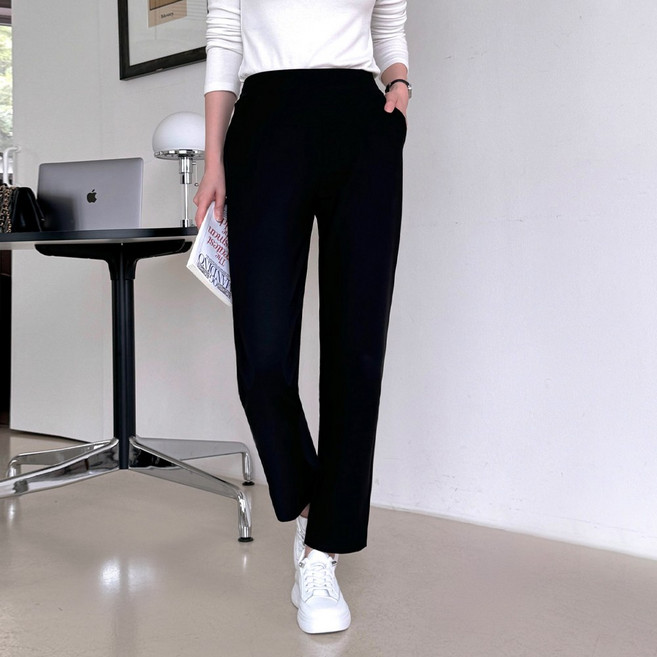 [봄가을] 여성 세미일자팬츠 에이플심플 밴딩스판바지