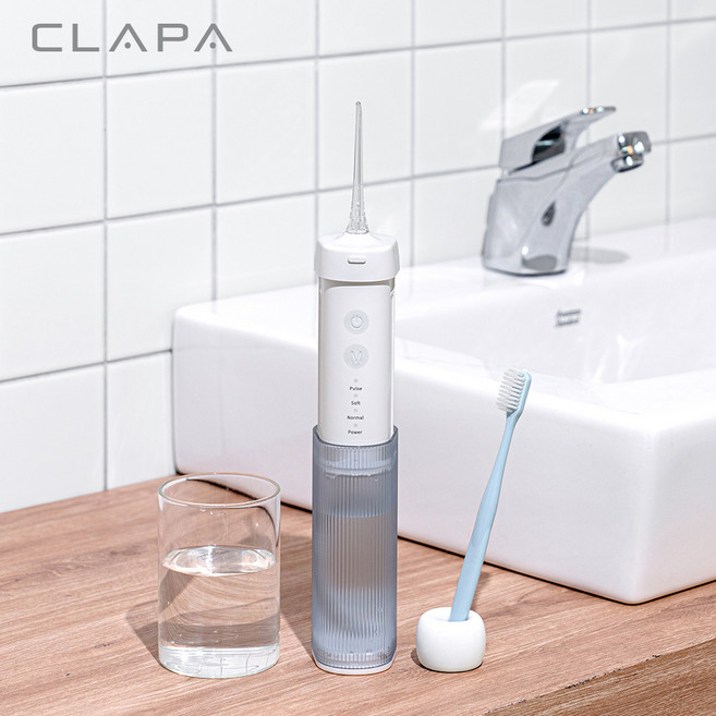 미국 FDA 승인 클래파 위생적인 항균 구강세정기 + 팁 2개 + 휴대용 파우치