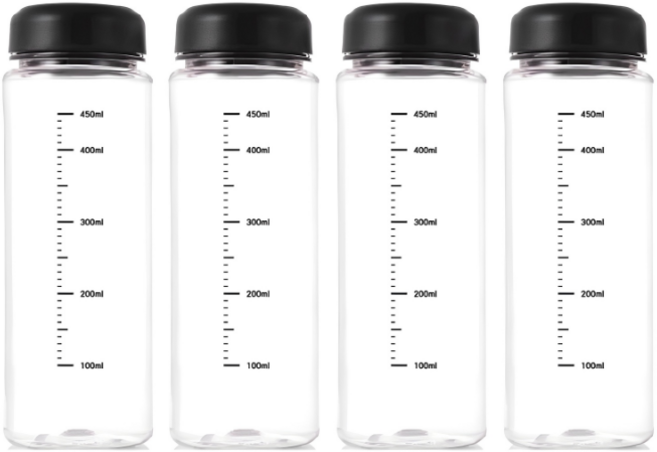 마이보틀 트라이탄 눈금표시 보틀 4p, 검정, 500ml, 4개