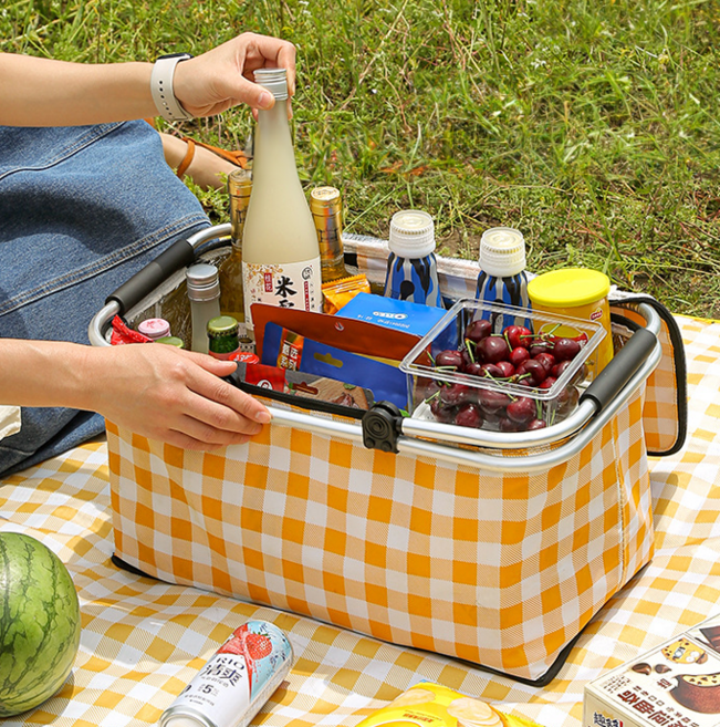 와이엔디샵 예쁜 보온보냉 대용량 접이식 캠핑 수납 피크닉 가방, 1개, 1단, 그린