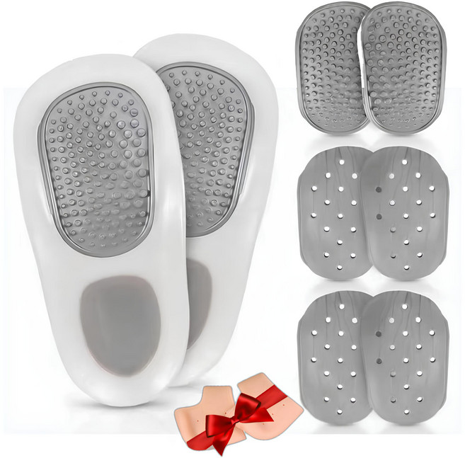 족저근막염깔창 아치 지지 구조로 발 아치 안정화 남녀 공용 실리콘 소재 쿠션감 우수 평발 오다리 교정 효과 일상 운동용 기능성 인솔