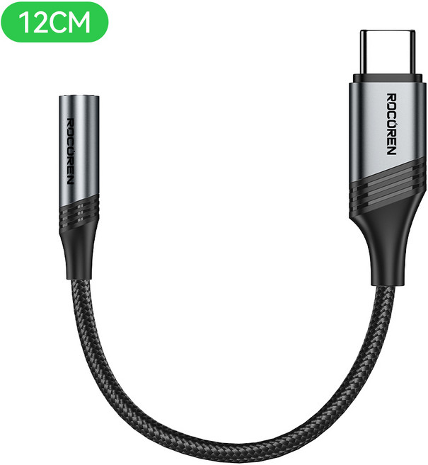 Rocoren 오디오 C타입 to AUX 케이블 차량용 옥스선 usb c타입 to 3.5 이어폰 싱글 젠더 C타입 AUX 차량용 3.5mm 케이블 1m 2m 3m, 120mm