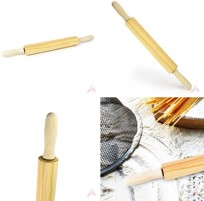 천연 원목 회전식 밀대 제빵용 반죽밀대 빵 만들기 도구 주방용품