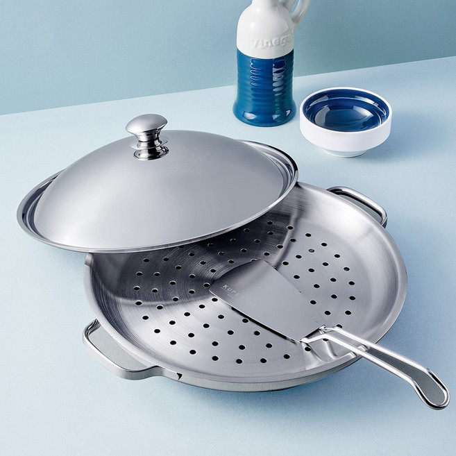 쿠퍼 짜글이 스텐팬 30cm+찜판+팔랑이 뒤집개, 1개, 스텐팬 30cm+찜판+뒤집개, sus304