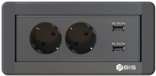 BIS 멀티 회전 콘센트 빌트인 콘센트 가구 매입형 싱크대 아일랜드 식탁 수동회전 2구 BID-202M, 1개