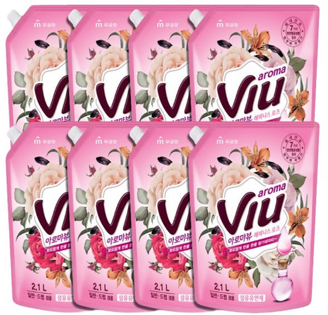 릴렉싱 2100ml 라벤더 섬유 유연제 아로마뷰 리필, 2.1L, 8개