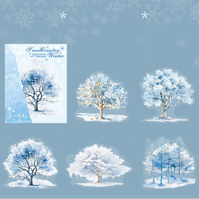 겨울 느낌 감성 도무송 다꾸 PET 스티커 탑꾸 데코 다이어리꾸미기, 1개, 06:블루화이트