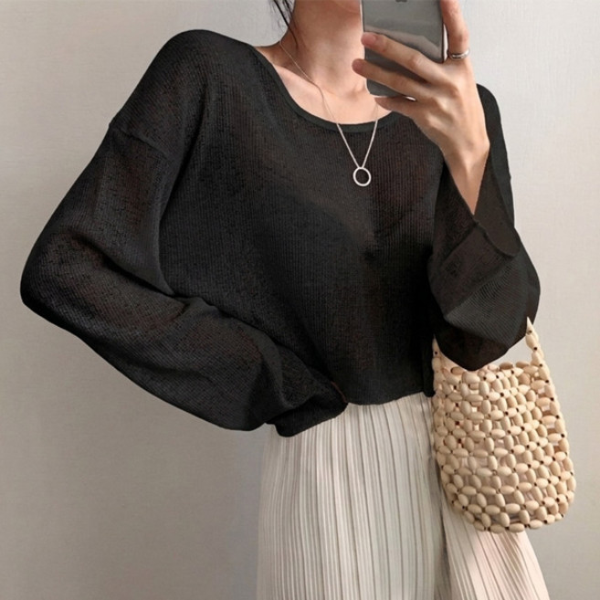 마이쏭 여성 여름니트 여리여리 쏘쏘시스루크롭니트