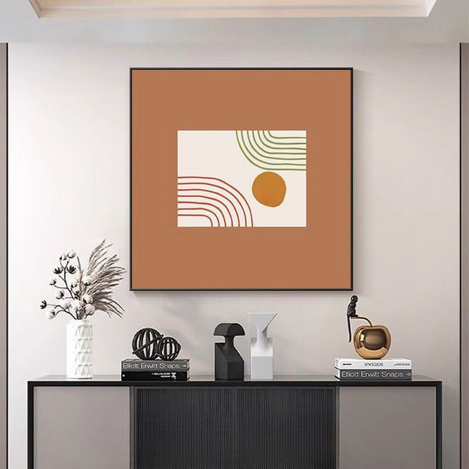 現代簡約高級感裝飾畫 抽象方形組合掛畫 臥室餐廳餐桌壁畫, 1個, D款,30x30cm