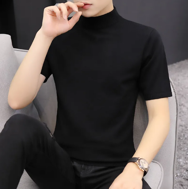 쌍천 남자 반목폴라티 니트티 남성 반팔티 A25072802