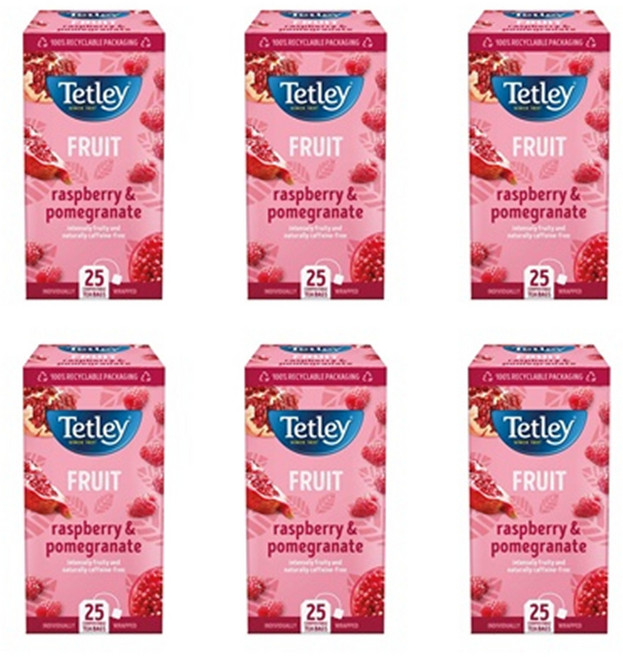 테틀리 과일차 라즈베리 석류 티백 25개입 x6개 Tetley, 6개